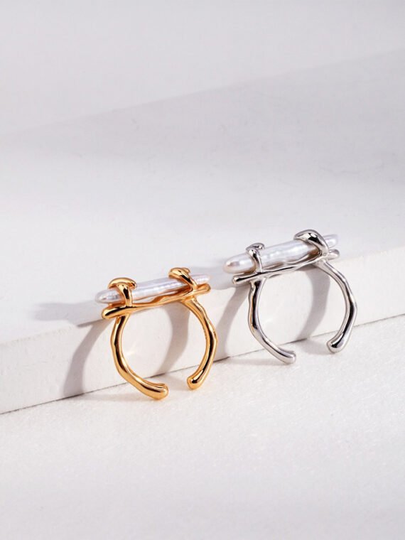 Natural Baroque Pearl Sterling Silver Ring 18ct Gold Plated