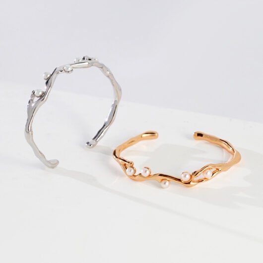 Sterling Sliver Cuff Bracelet 18K White Gold Plated