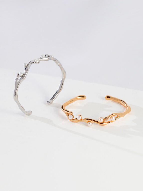 Sterling Sliver Cuff Bracelet 18K White Gold Plated