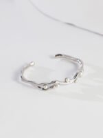 Sterling Sliver Cuff Bracelet 18K White Gold Plated
