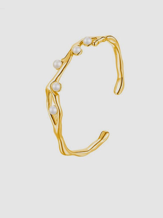 Sterling Sliver Cuff Bracelet 18K White Gold Plated