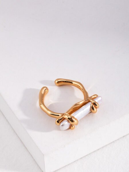 Natural Baroque Pearl Sterling Silver Ring 18ct Gold Plated