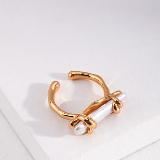 Natural Baroque Pearl Sterling Silver Ring 18ct Gold Plated