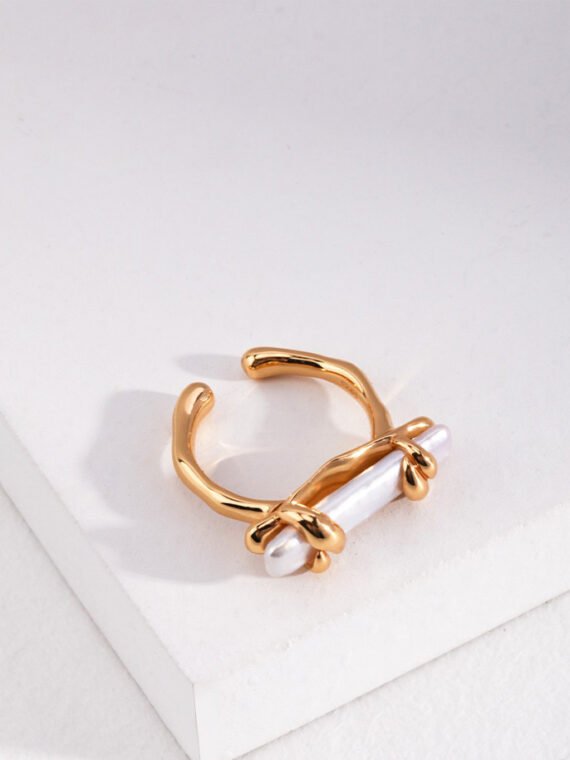 Natural Baroque Pearl Sterling Silver Ring 18ct Gold Plated